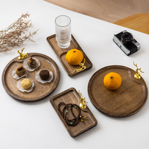 Japan-style tea tray tray rectangular round commercial home tea set with tea cup bamboo minimalist fruit candy tray