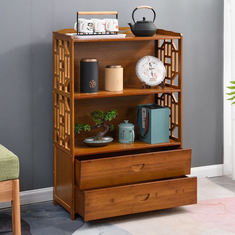 Dining cabinet floor-to-ceiling multi-layer simple corner tea cabinet storage Chinese-style living room office storage tea cabinet rack