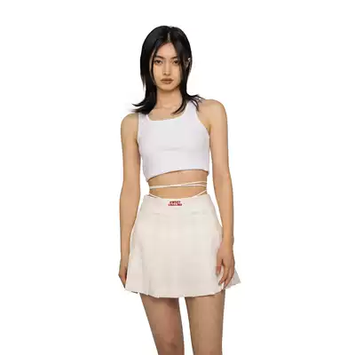 SweetChilling Waist strap logo embroidered pleated skirt Song suit