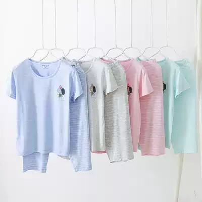Children's suit Modal short-sleeved pajamas for boys and girls summer thin solid color baby air conditioning home service suit three-point pants