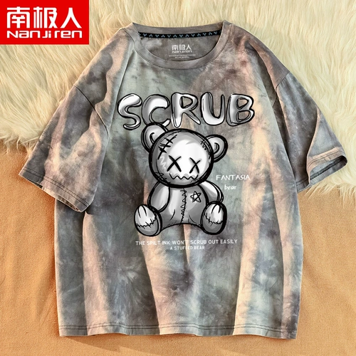 Tide, японская ретро хлопковая футболка с коротким рукавом, с медвежатами, оверсайз, большой размер