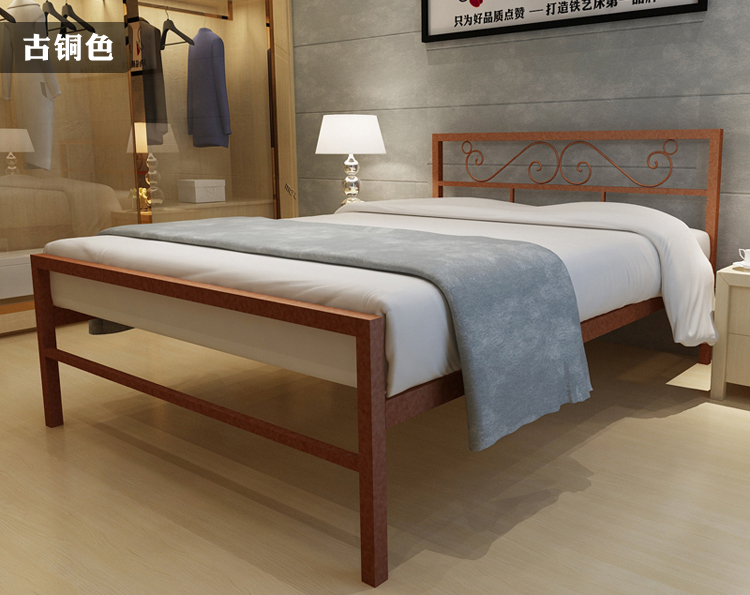 简约双人床_铁艺床方管简约双人床单人床1.5 