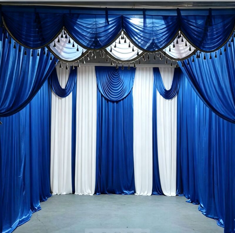Funeral Hall Backdrop Cloth, Funeral Curtain, Royal Blue Funeral Tent Drape, Decorative Funeral Hall Arrangement Supplies Cloth