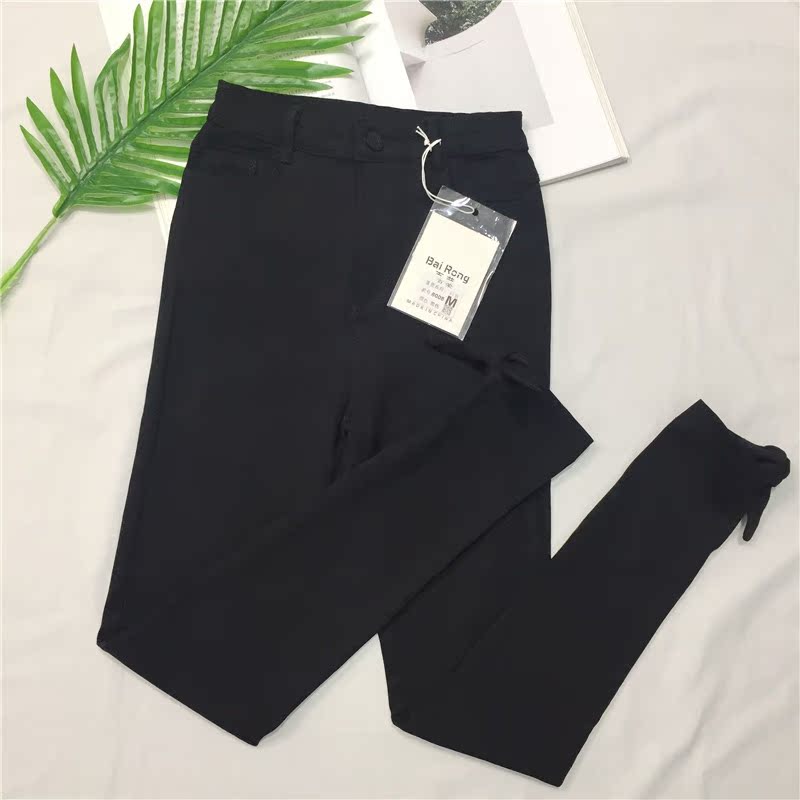 [Không thể mượt và không bị biến dạng] Đầu thu mới màu đen mới mặc dây thắt lưng mỏng dây thun chân đàn hồi các kiểu quần nữ đẹp
