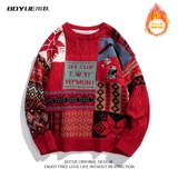 Утепленный атмосферный трикотажный свитер, увеличенная толщина, в американском стиле, подходит для подростков