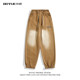 BOYUE silk jump drawstring jeans American millennium style distressed hiphop street dance handsome harem pants for men