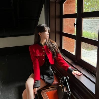 Осенняя металлическая шерстяная куртка, яркий броский стиль