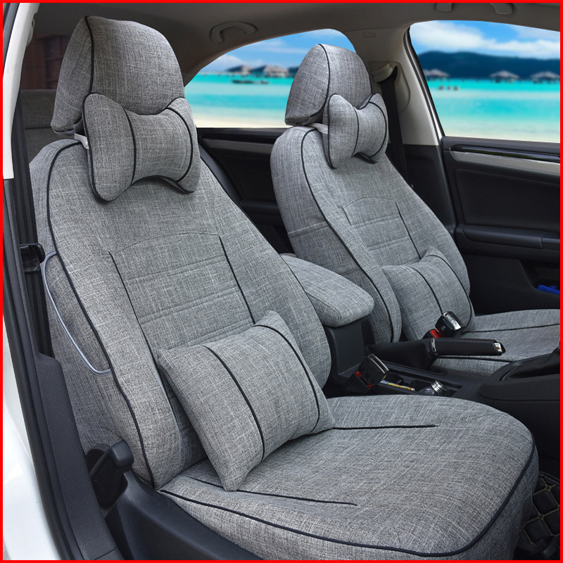 Car seat cushion four seasons general purpose new winter all-inclusive seat cover linen fabric special seat cushion full enveloping seat cover