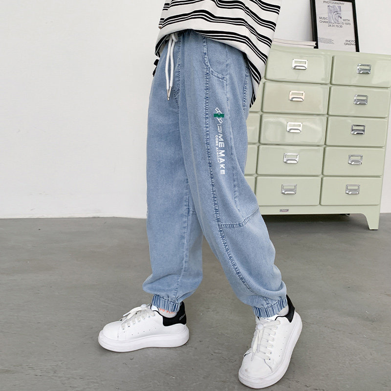 Boy Sky Silk Jeans 2022 New Summer Clothing Thin Children Pants Handsome for Children Casual Anti-mosquito Pants Summer