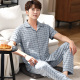 Mens đồ ngủ mùa xuân và mùa thu bông ngắn tay kẻ sọc cardigan quần mỏng bông mùa hè pajamamen bộ bình thường.