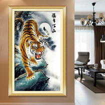 5D diamond painting living room full of diamonds Tiger down the mountain diamond stickers Diamond cross stitch tiger masonry embroidery point diamond sticky diamond