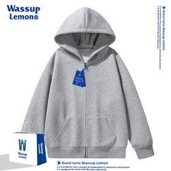 Wassup Lemon Heavyweight 460g Hooded Cardigan Sweatshirt Unisex Autumn and Winter Loose Fleece-Lined Thickened Jacket