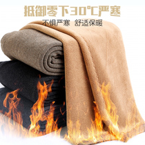 Wool pants mens warm pants thickened plus velvet lamb velvet middle-aged and elderly high-waist cotton pants womens bottoming cashmere pants winter