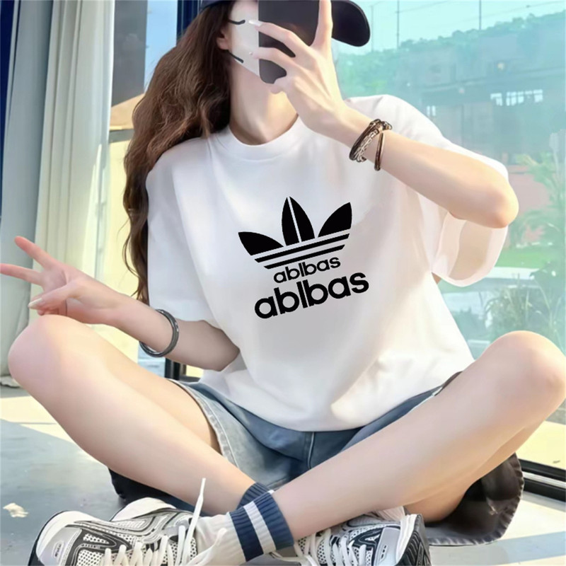 Clover Brand Short-Sleeve T-Shirt, Unisex, Summer, Pure Cotton, Loose Fit, Round Neck, Versatile, Slimming, White Short T-Shirt Top