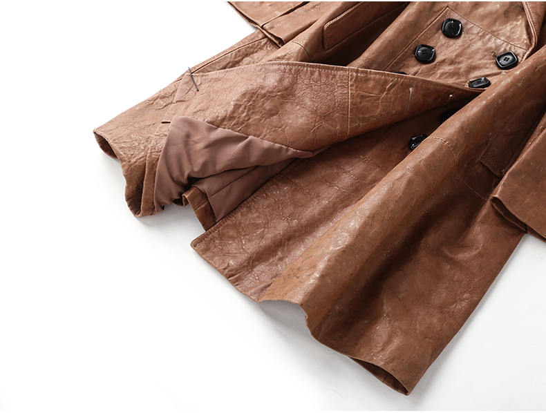 Papo Shidi 2018 thu đông mới Hain leather leather phần dài áo gió phiên bản Hàn Quốc của áo khoác nữ bằng da cừu xốp áo khoác da lộn