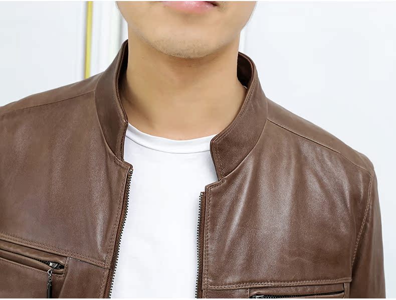 Papo Shidi 2018 Hained leather leather mùa thu và mùa đông mới áo khoác da cừu bóng chày đồng phục nam áo khoác bóng chày