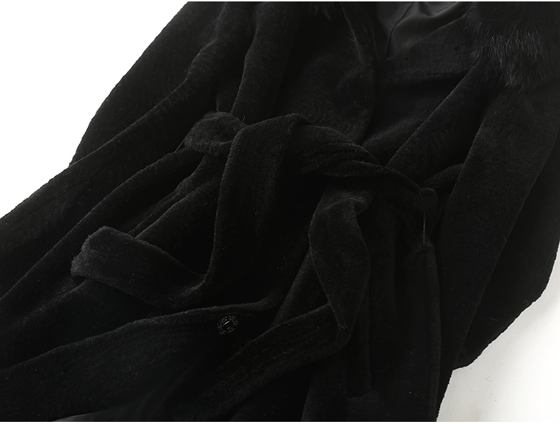 Papo Shidi 2018 new Haining len áo khoác lông nữ phần dài Slim fox trùm đầu cừu cắt coat áo da lộn lót lông