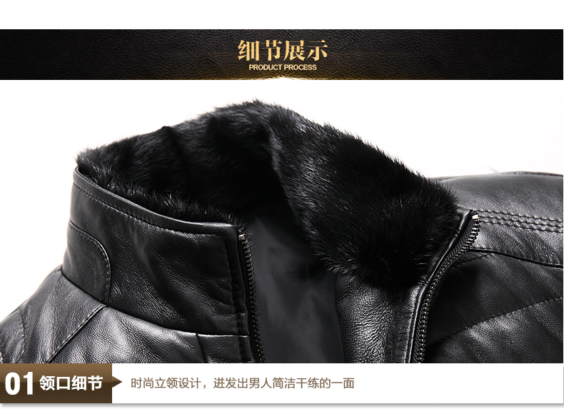 Papo Shiti mùa xuân mới Hained leather leather nam chồn lông cổ áo da cừu xuống áo khoác 79 mẫu áo khoác nam đẹp 2021
