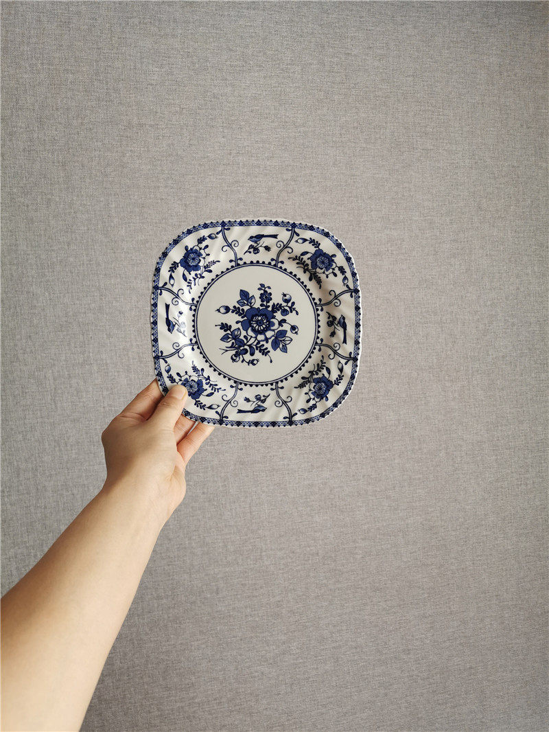 Heart Love Things to share with you Blue Indian square disc dessert trays Snack Dish Decoration Pan Full