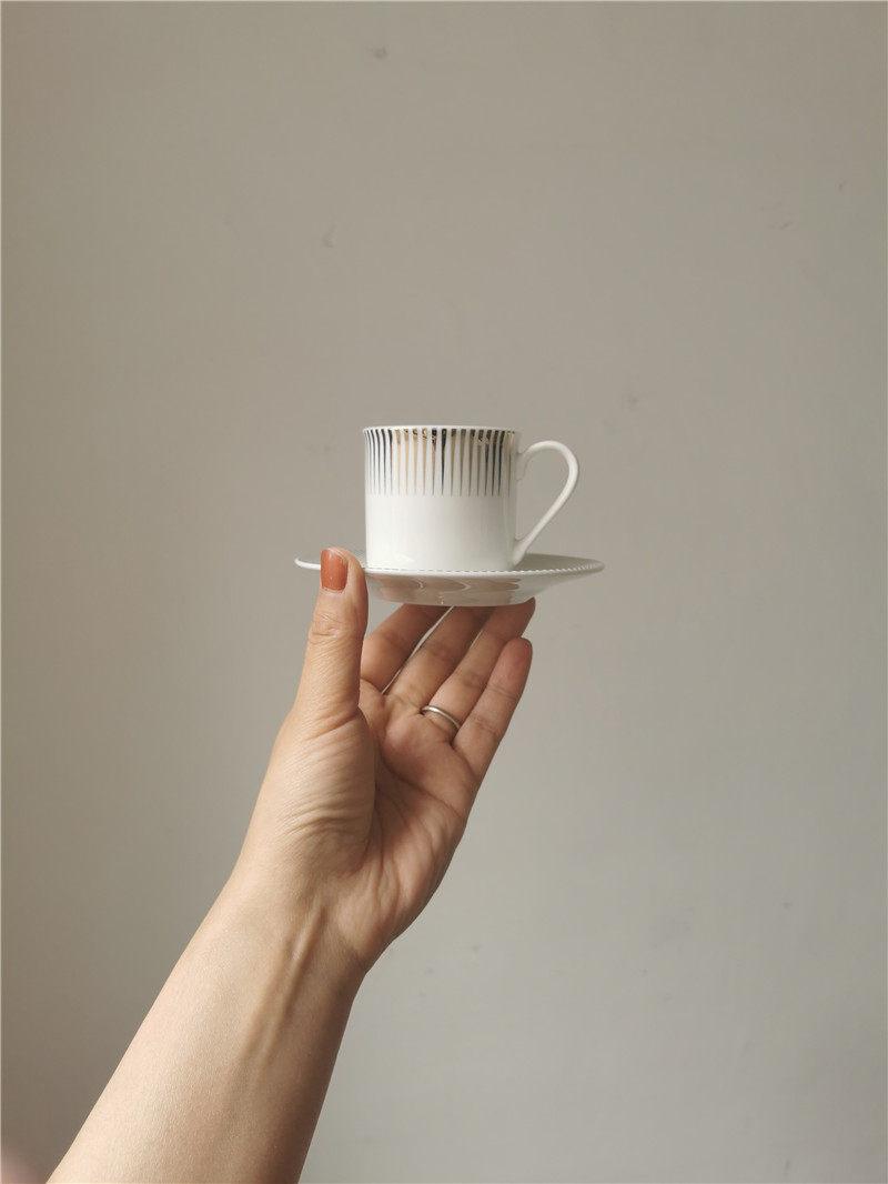 White gold line inlaid gold Middle East luxury Italian mini coffee cup Espresso cup Mocha cup espresso