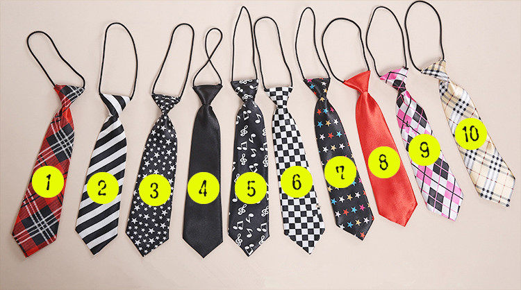 Children's dress tie Korean accessories student small tie solid color striped plaid convenient pullover tie