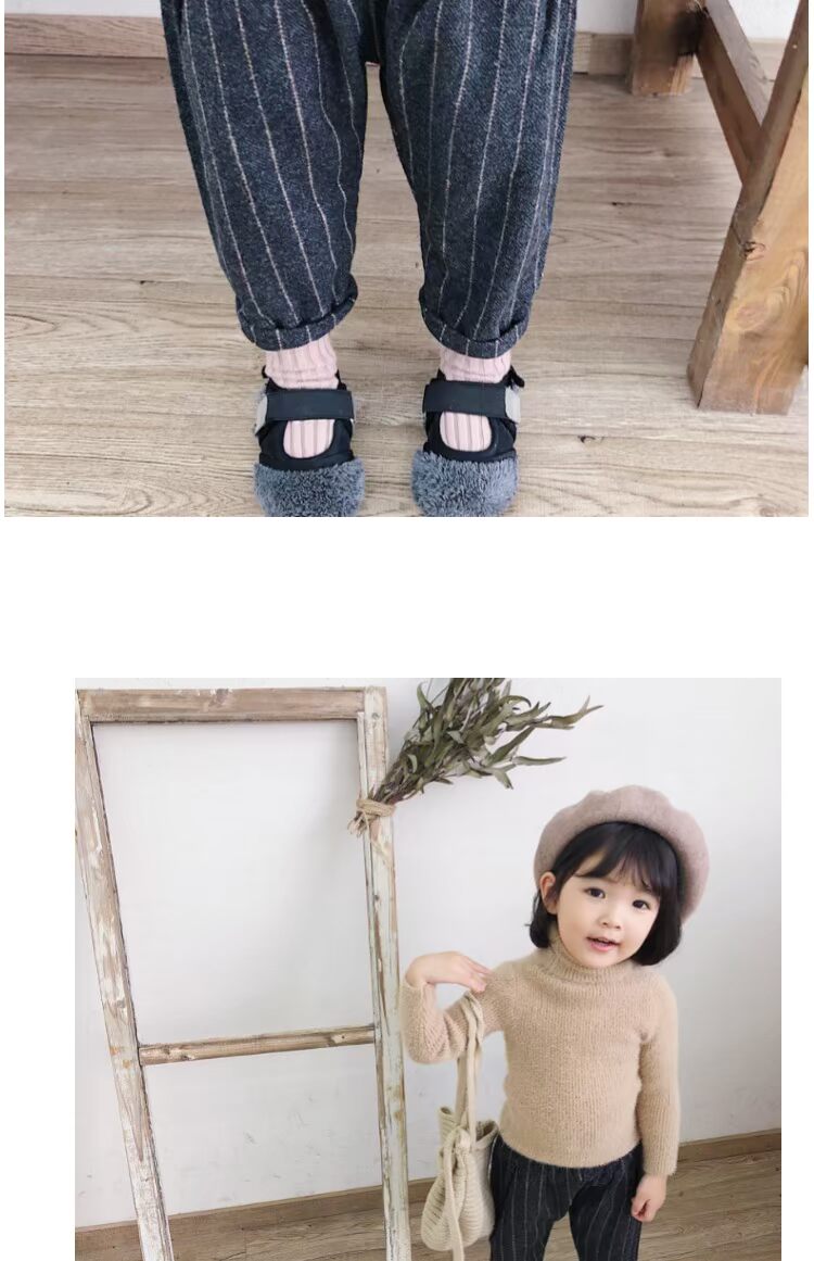 Quần bé gái cộng với nhung dày nữ mùa đông mới bé gái len sọc dọc quần âu phiên bản Hàn Quốc 1-3 tuổi 4 mặc quần áo cho bé trai sành điệu từ 1-15 tuổi