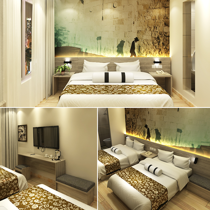 Business boutique hotel standard single bed 1.2m apartment guestroom bed 1.8m double bed room full set
