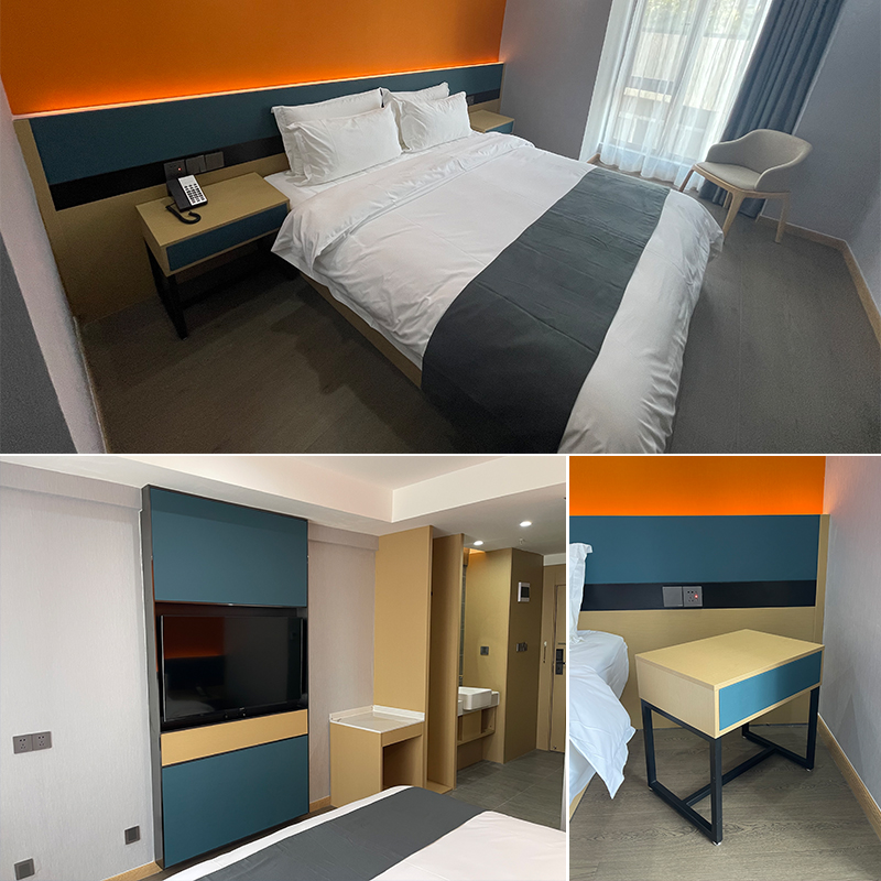 Hotel Guesthouse Bed Punctuator Double Man Bed Complete TV Box Villa Apartments Room Soft Bunk Bed Backrest Furniture