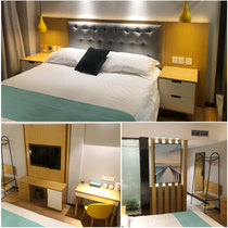 Hotel standard room queen bed full furniture room single double bed soft bag bedside TV cabinet luggage rack writing desk