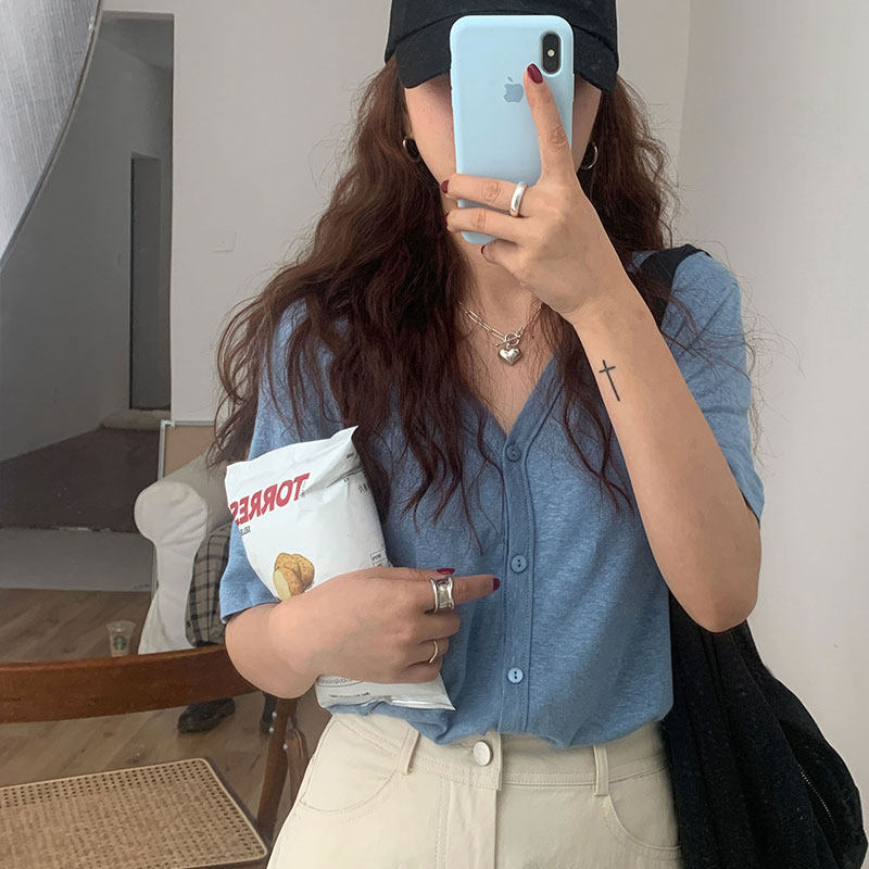 ( 2 8 off 3 up 3 up 7 5 5 off non - quality problem non - change ) Short sleeve V - collar T - shirt