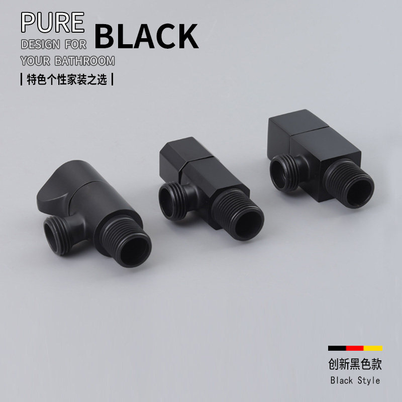 Fasso all-copper black triangular valve European-style high pressure resistant hot and cold universal angle valve stop valve switch explosion-proof