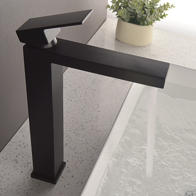 Fa Shisuo refined copper simple black square basin hot and cold splash-proof faucet all copper basin washbasin faucet