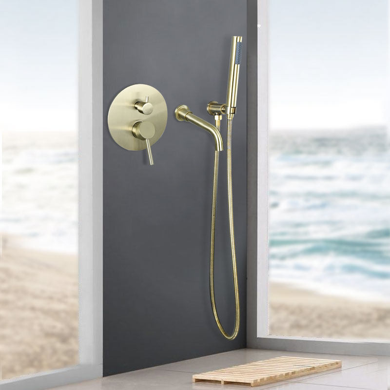 Faschso stainless steel shower concealed concealed built-in bathtub side shower head faucet shower set