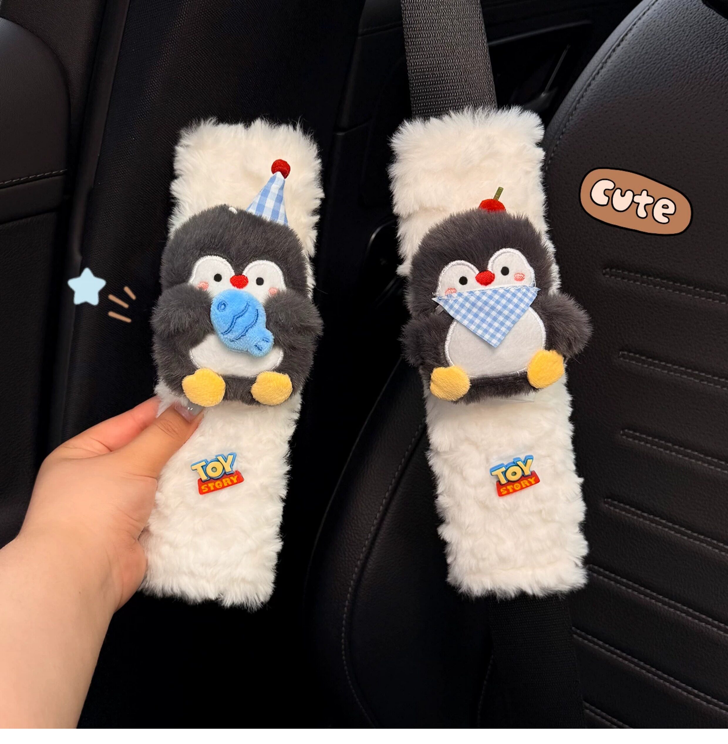 2026 New Penguin Car Seatbelt Shoulder Pad Set, High-end Decoration, Suitable for All Seasons, for Couples and Women