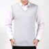 Mùa thu và mùa đông áo len trung niên nam V-cổ len vest vai rắn màu dệt kim vest lỏng cashmere áo len cha