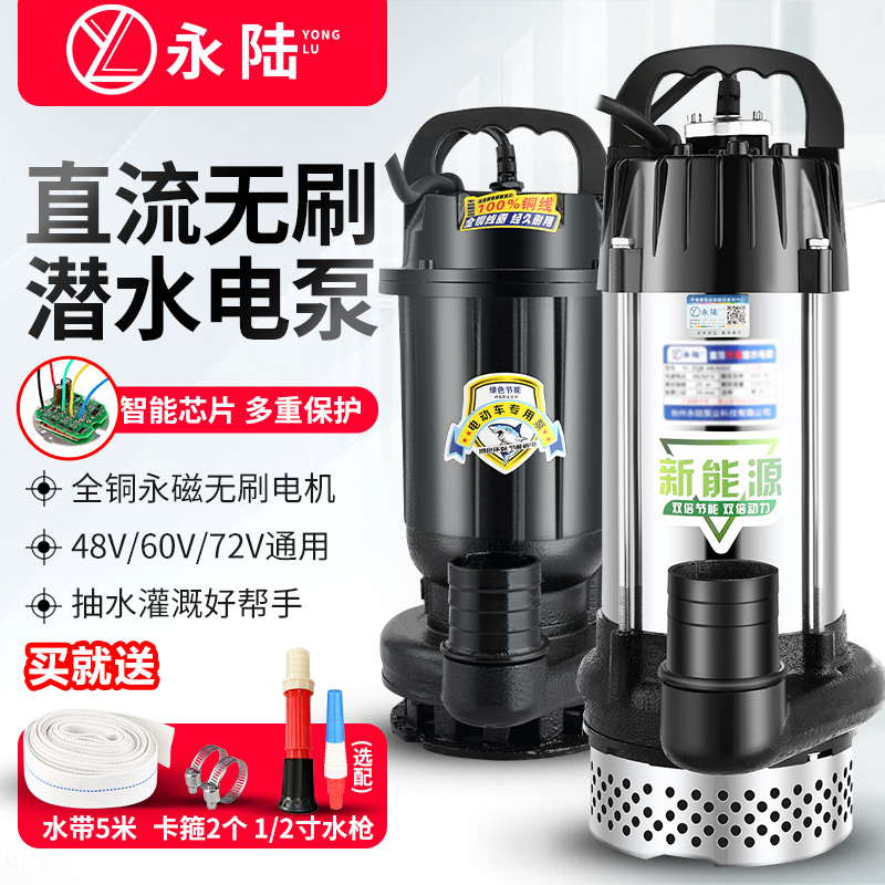 Yonglu Brushless Dc Submersible Pump High Lift 48V60V72V Universal Electric Battery Car Water Pump Water Extractor