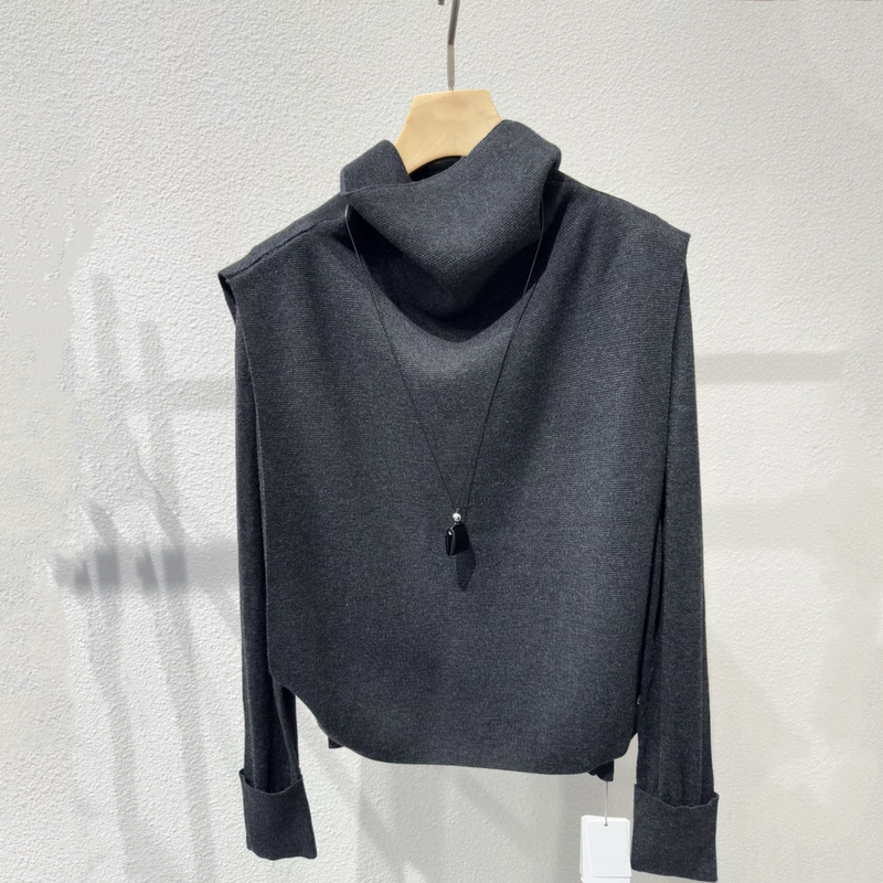 Casual Style High-Neck Two-Piece Knit Sweater Set for Women, 2026 Winter New Gray Vest, High-End Sweater, Minimalist Outfit Casual Style High-Neck Two-Piece Knit Sweater Set for Women, 2026 Winter New Gray Vest, High-End Sweater, Minimalist Outfit