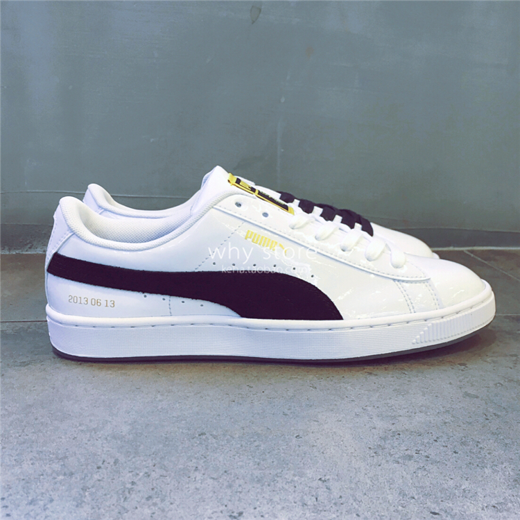 Nhóm thanh niên chống đạn Puma x BTS với cùng một đoạn giới hạn hoa nhỏ bằng da màu đen và trắng bằng sáng chế đôi giày trắng 368278 - Dép / giày thường giày sneaker nữ