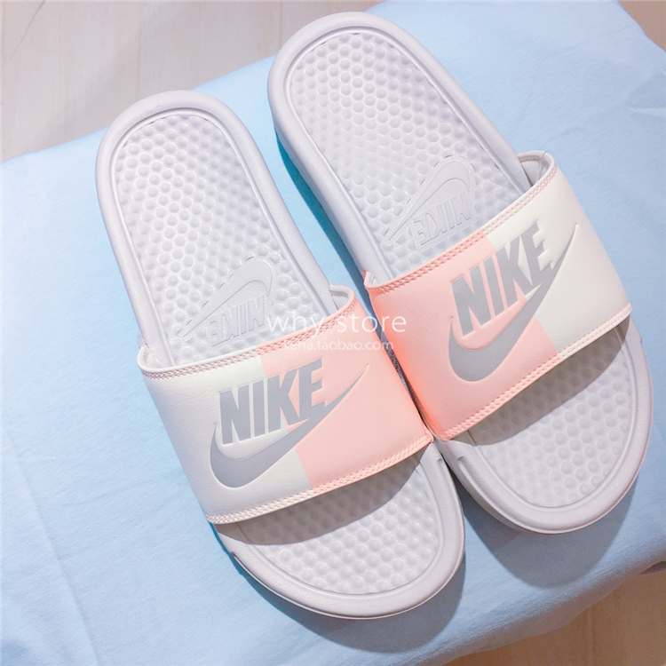 Nike BENASS chữ lớn logoI bãi biển bột trắng và đen âm dương khâu dép thể thao 343881 dép bitis