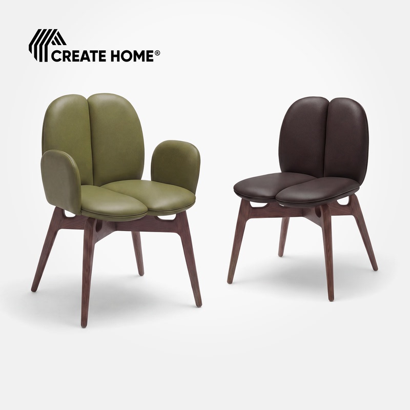 Designer Pulp Dining Chair for Home Living Room, Italian Light Luxury Leather Art Single Backrest Armchair, Creative Dining Table Chair