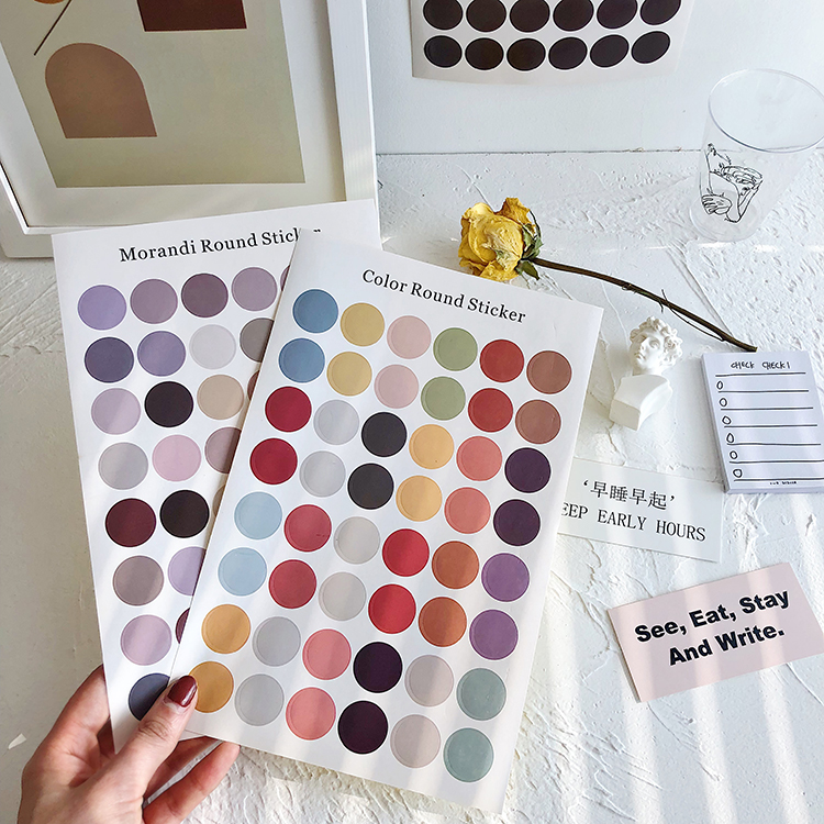 ins Net red color dot sticker Morandi color Yafeng card sticker wall sticker hand account decoration sticker