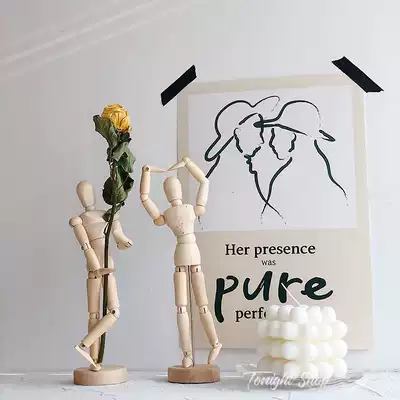 Nordic style ins Creative wooden man activity joint doll Desktop ornaments Bed and breakfast home decoration swing props