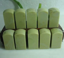 964 a group of 10 square 2 5*2 5* 5CM round head Qingtian cement yellow frozen specification seal practice Zhang Shoushan stone