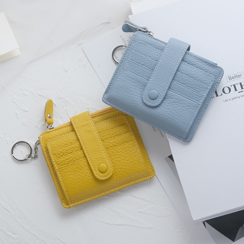 Genuine Leather Key Card Bag Zero Wallet Woman Type Ultra Slim Wallet Driver's License Integrated Men Large Capacity Multi-Position