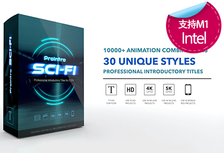FCPX插件-30个专业高科技数码科幻元素霓虹标题文字动画预设 ProIntro Sci-Fi