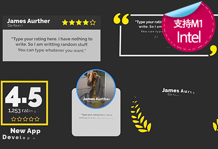 fcpx中文插件 内容星级评分评论标题动画模板 Review Pack 支持M1