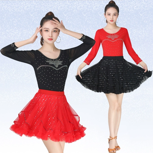 Гитта танцевальная одежда Новый цвет бриллианты танец, круглая шея с тремя штормами квадратная квадратная танцевальная сеть