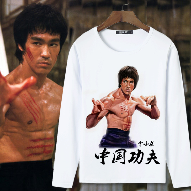 Chinese Kung Fu Tribute Bruce Lee Long-Sleeve T-Shirt Unisex Personalized Couple Outfit Sports Casual Clothing Trendy