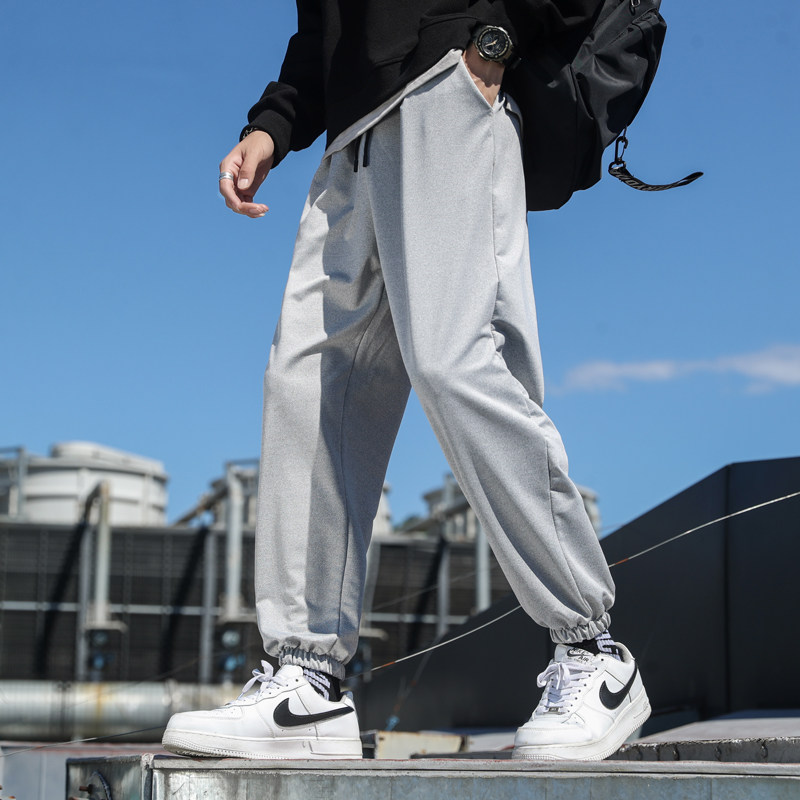 Gray sweatpants Men's loose pants Lantern beam mouth pants Autumn and winter casual pants Beam leg pants Wide leg straight sanitary pants