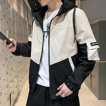 2021 new autumn winter coat mens ruffian handsome clothes Korean tide 1 student function tooling stand collar jacket